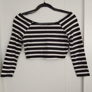 Stripes Off Shoulder Crop Top